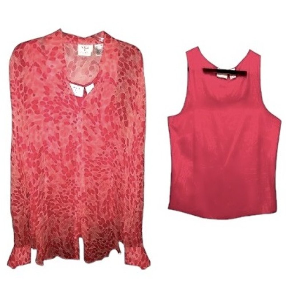 PRICE REDUCED 2-Piece SILK Blouse Set Size 1X (says 2X but runs small)